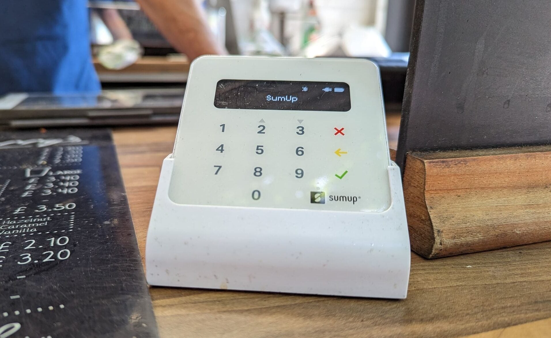 The Sumup card reader at Jerry's, London